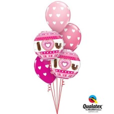 Bukiet 128 I (Heart) U Donuts Qualatex #21829-2 18078-3